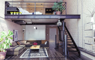 Modern Loft Interior Design. Contemporary Style. 3d Rendering Concept